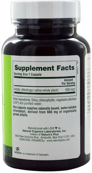 草藥，苜蓿，葉綠素 - Natures Plus, Natural Chlorophyll, 90 Veggie Caps