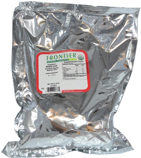 草藥，苜蓿，香料和調味料 - Frontier Natural Products, Organic Powdered Alfalfa Leaf, 16 oz (453 g)