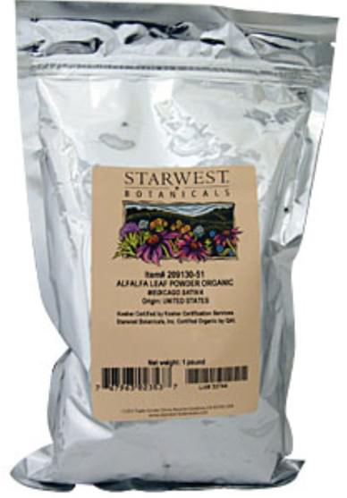 草藥，苜蓿 - Starwest Botanicals, Alfalfa Leaf Powder, Organic 1 lb (453.6 g)