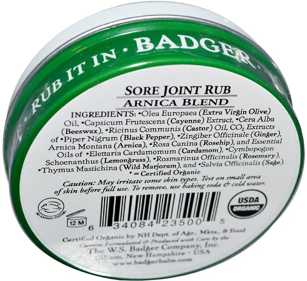 草藥，山金車蒙大拿，抗疼痛 - Badger Company, Sore Joint Rub, Arnica Blend, 2 oz (56 g)