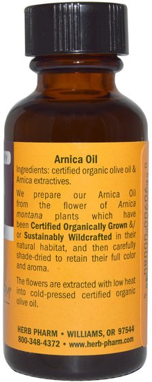 草藥，山金車蒙大拿 - Herb Pharm, Arnica Oil, 1 fl oz (30 ml)