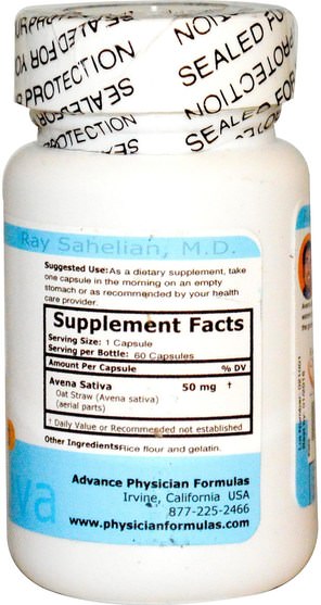 草藥，燕麥（野燕麥） - Advance Physician Formulas, Avena Sativa, 60 Capsules