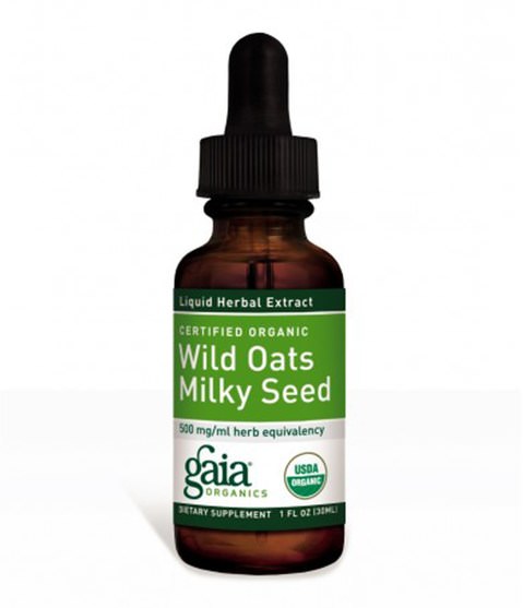 草藥，燕麥（野燕麥） - Gaia Herbs, Certified Organic Wild Oats Milky Seed, 1 fl oz (30 ml)