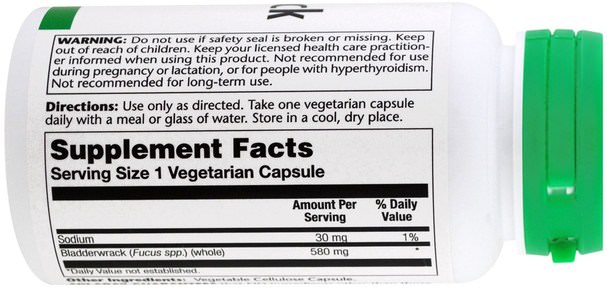 草藥，膀胱，健康 - Solaray, Bladderwrack, 100 Veggie Caps