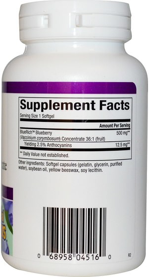草藥，藍莓 - Natural Factors, BlueRich, Super Strength, Blueberry Concentrate, 500 mg, 90 Softgels