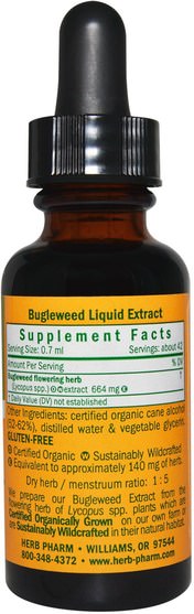 草藥，梅花草 - Herb Pharm, Bugleweed, 1 fl oz (30 ml)