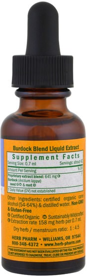 草藥，牛蒡根 - Herb Pharm, Burdock Blend, 1 fl oz (30 ml)