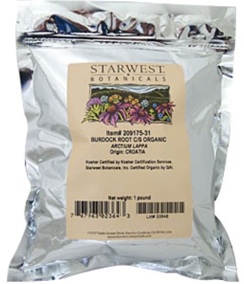 草藥，牛蒡根 - Starwest Botanicals, Organic Burdock Root C/S, 1 lb (453.6 g)