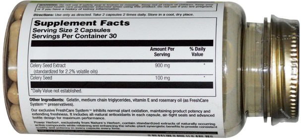 草藥，芹菜種子 - Natures Herbs, Celery Seed-Power, 450 mg, 60 Capsules