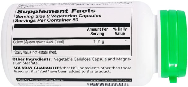 草藥，芹菜種子 - Solaray, Celery Seed, 505 mg, 100 Veggie Caps