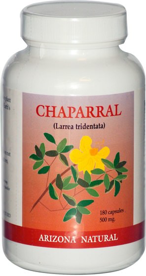 草藥，chaparral - Arizona Natural, Chaparral, Larrea Tridentata, 500 mg, 180 Capsules