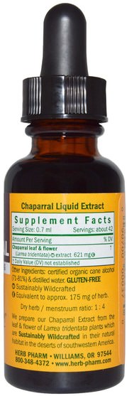 草藥，chaparral - Herb Pharm, Chaparral, 1 fl oz (30 ml)