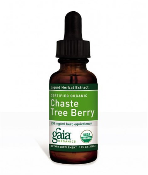 草藥，純潔的漿果 - Gaia Herbs, Certified Organic Chaste Tree Berry, 1 fl oz (30 ml)