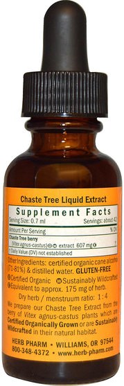 草藥，純潔的漿果 - Herb Pharm, Chaste Tree, 1 fl oz (30 ml)