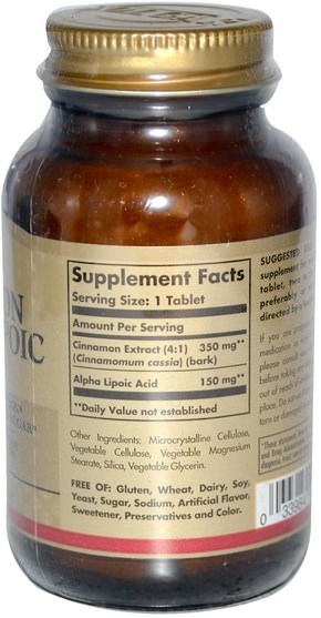草藥，肉桂提取物，抗氧化劑 - Solgar, Cinnamon Alpha-Lipoic Acid, 60 Tablets