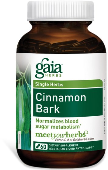 草藥，肉桂提取物 - Gaia Herbs, Cinnamon Bark, 60 Vegetarian Liquid Phyto-Caps