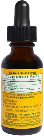草藥，切肉刀 - Herb Pharm, Cleavers, 1 fl oz (30 ml)