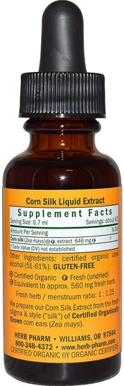 草藥，玉米絲 - Herb Pharm, Corn Silk, 1 fl oz (30 ml)