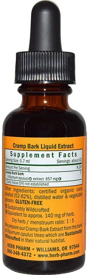 草藥，抽筋樹皮 - Herb Pharm, Cramp Bark, 1 fl oz (30 ml)