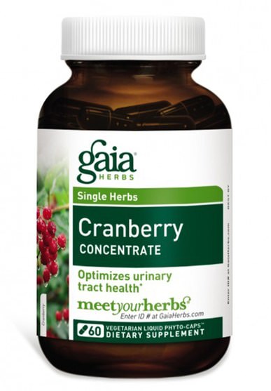 草藥，蔓越莓 - Gaia Herbs, Cranberry Concentrate, 60 Vegetarian Liquid Phyto-Caps