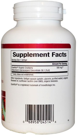 草藥，蔓越莓 - Natural Factors, CranRich, Super Strength, Cranberry Concentrate, 500 mg, 90 Softgels