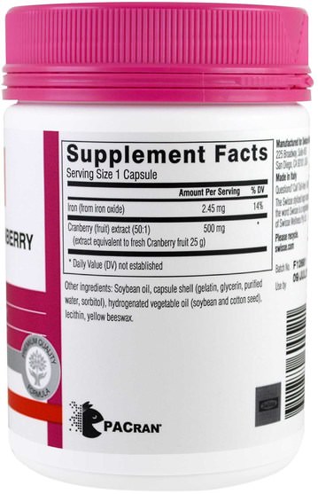 草藥，蔓越莓 - Swisse, Ultiboost, High Strength Cranberry, 25.000 mg, 100 Capsules