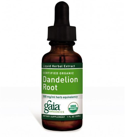 草藥，蒲公英根 - Gaia Herbs, Certified Organic Dandelion Root, 1 fl oz (30 ml)