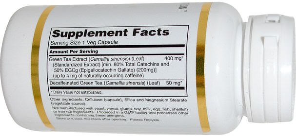 草藥，egcg - California Gold Nutrition, CGN, EGCg, Green Tea Extract, 400 mg, 60 Veggie Caps