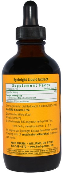 草藥，小米草 - Herb Pharm, Eyebright, 4 fl oz (120 ml)