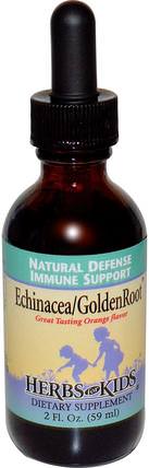 Echinacea/GoldenRoot, Orange Flavor, 2 fl oz (59 ml) by Herbs for Kids, 補充劑，抗生素，紫錐花和黃金，健康，免疫系統 HK 香港