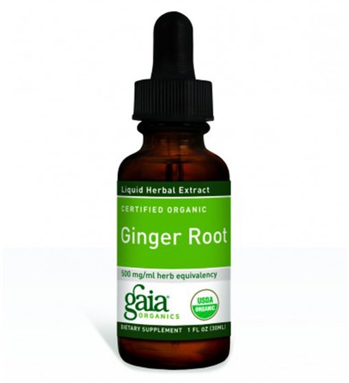 草藥，姜根 - Gaia Herbs, Certified Organic Ginger Root, 1 fl oz (30 ml)