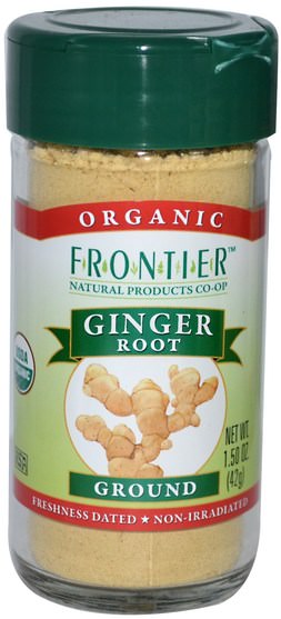草藥，姜根，姜香料，食品，香料和調味料 - Frontier Natural Products, Organic Ginger Root, Ground, 1.50 oz (42 g)