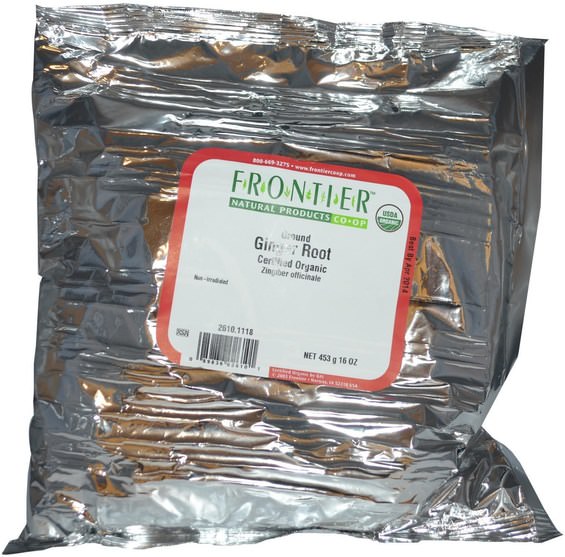 草藥，姜根，姜香料，食品，香料和調味料 - Frontier Natural Products, Organic Ground Ginger Root, 16 oz (453 g)