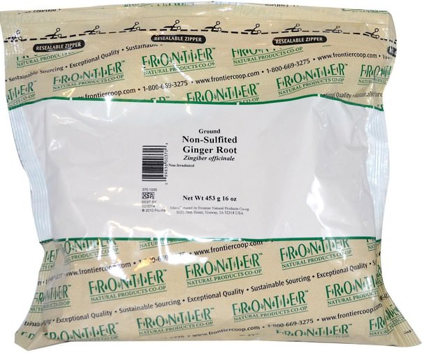 草藥，姜根，姜香料 - Frontier Natural Products, Ground Non-Sulfited Ginger Root, 16 oz (453 g)