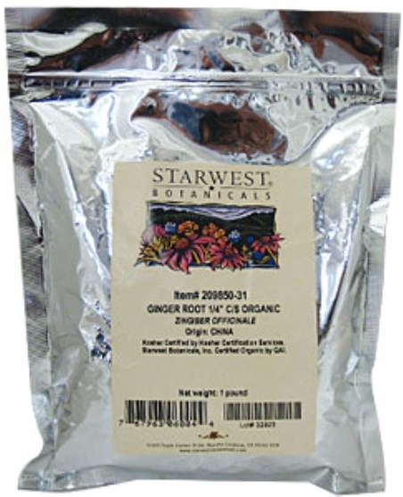 草藥，姜根，姜香料 - Starwest Botanicals, Ginger Root 1/4 C/S, Organic 1 lb (453.6 g)