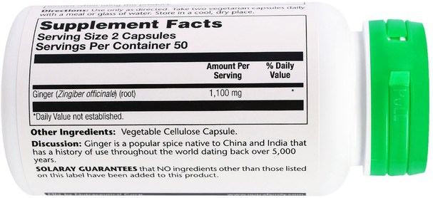 草藥，姜根 - Solaray, Ginger Root, 550 mg, 100 Veggie Caps