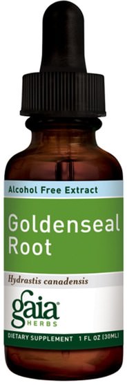 草藥，黃金根 - Gaia Herbs, Goldenseal Root, Alcohol Free Extract, 1 fl oz (30 ml)