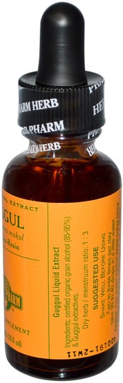 草藥，guggul（commiphora mukul） - Herb Pharm, Guggul, 1 fl oz (30 ml)