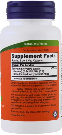 草藥，健身房 - Now Foods, Gymnema Sylvestre, 400 mg, 90 Veggie Caps