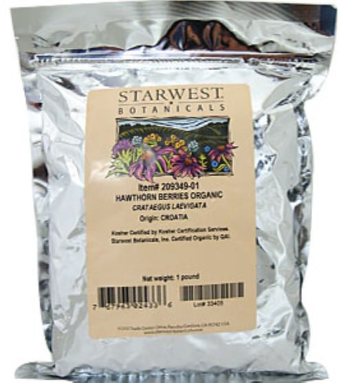 草藥，山楂 - Starwest Botanicals, Organic Hawthorn Berries, 1 lb (453.6 g)