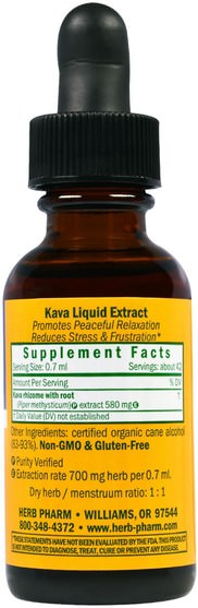 草藥，卡瓦卡瓦 - Herb Pharm, Kava, Rhizome & Root, 1 fl oz (30 ml)