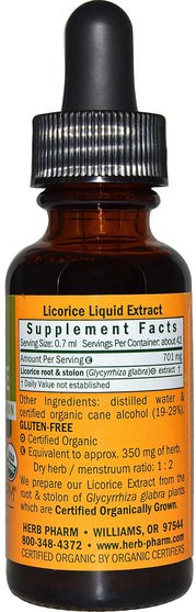 草藥，甘草根（dgl），adaptogen - Herb Pharm, Licorice, System Restoration, 1 fl oz (30 ml)