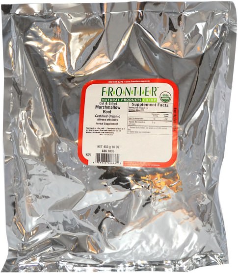 草藥，棉花糖根 - Frontier Natural Products, Organic Cut & Sifted Marshmallow Root, 16 oz (453 g)