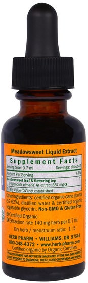 草藥，繡線菊 - Herb Pharm, Meadowsweet, 1 fl oz (30 ml)