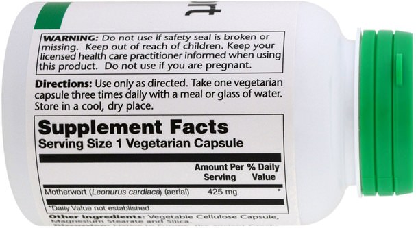 草藥，益母草，健康 - Solaray, Motherwort, 425 mg, 100 Veggie Caps