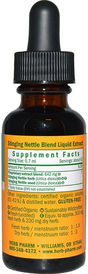 草藥，蕁麻刺痛，蕁麻根 - Herb Pharm, Stinging Nettle Blend, 1 fl oz (30 ml)