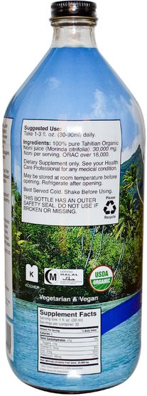 草藥，諾麗果汁提取物，咖啡茶和飲料，果汁 - Earths Bounty, Tahitian Organic Noni Juice, 32 fl oz (946 ml)