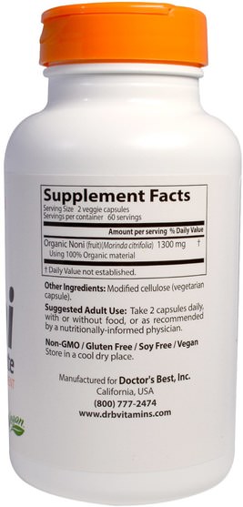 草藥，諾麗果汁提取物，諾麗膠囊 - Doctors Best, Noni Concentrate, 650 mg, 120 Veggie Caps