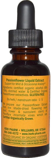 草藥，激情花 - Herb Pharm, Passionflower, Flowering Herb, 1 fl oz (29.6 ml)