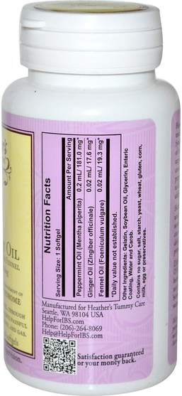 草藥，薄荷 - Heathers Tummy Care, Peppermint Oil, Intense Bowel Soothing, 90 Enteric Coated Softgels